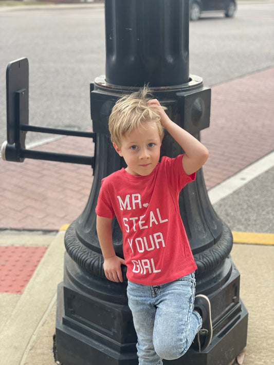 Mr. Steal Your Girl | Boy's Toddler Tee | Red & White
