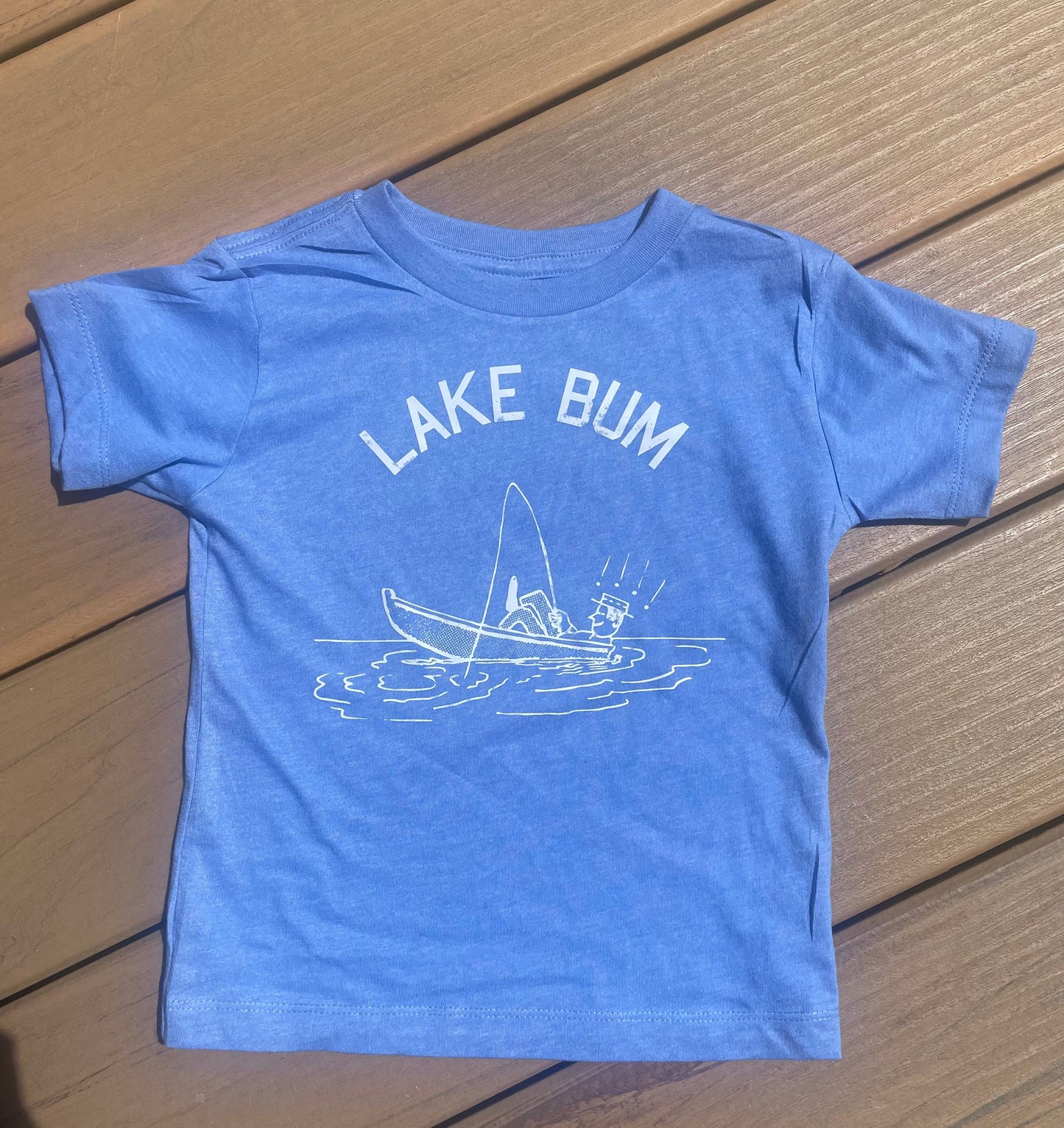 Lake Bum | Toddler Tee | Blue with White letters