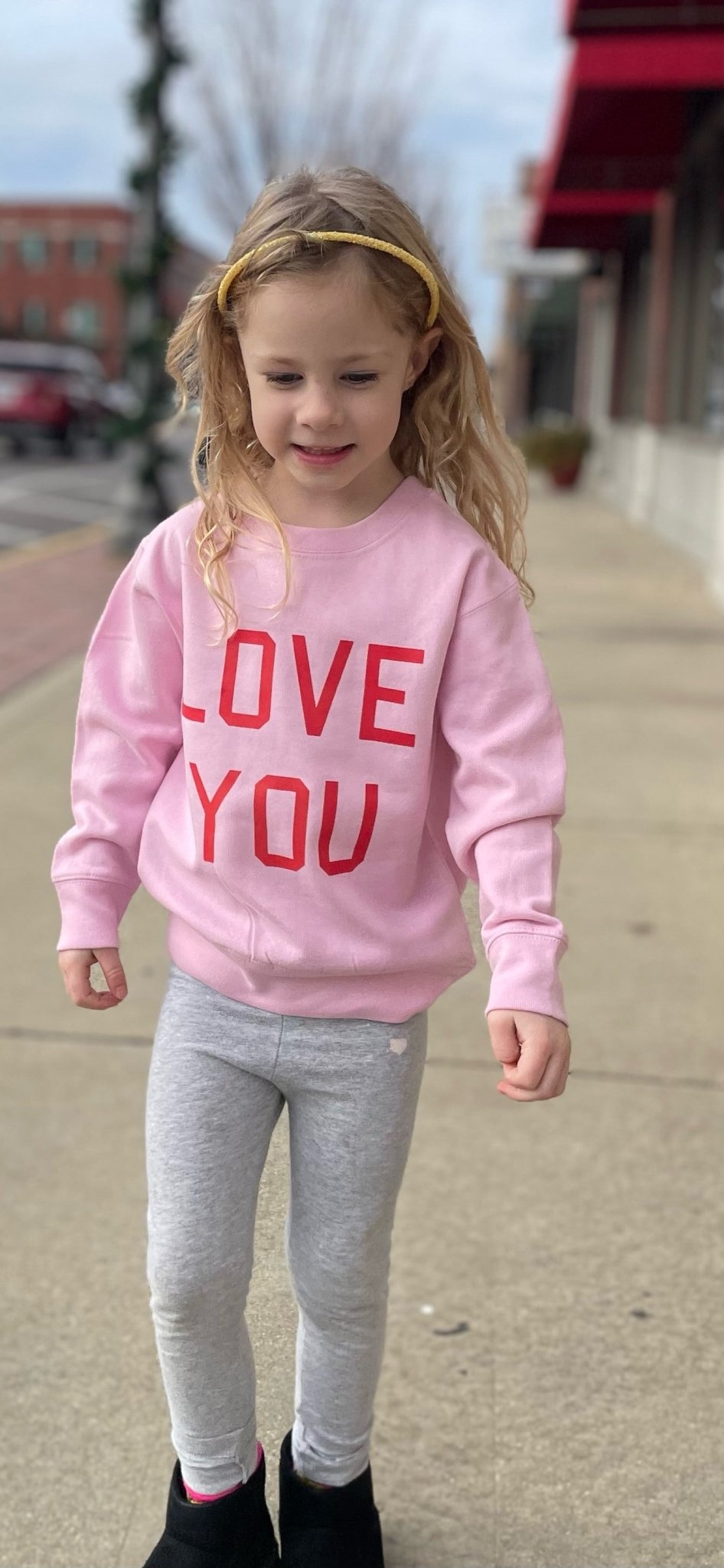 Love You | Toddler Sweatshirt | Red and Pink - Charlie Rae - Pink - Girls Tops- 170 - Charlie Rae