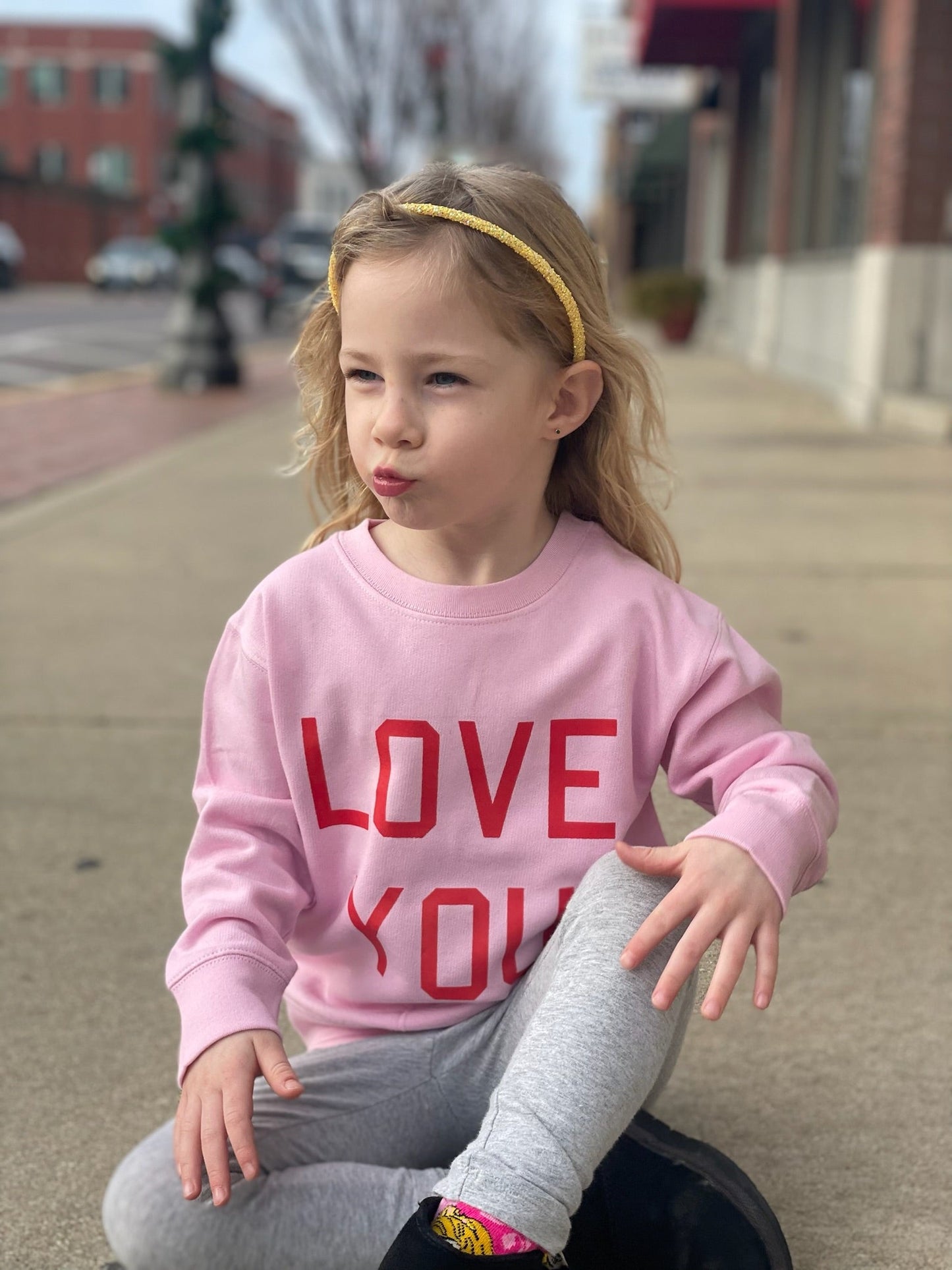 Love You | Toddler Sweatshirt | Red and Pink - Charlie Rae - Pink - Girls Tops- 170 - Charlie Rae